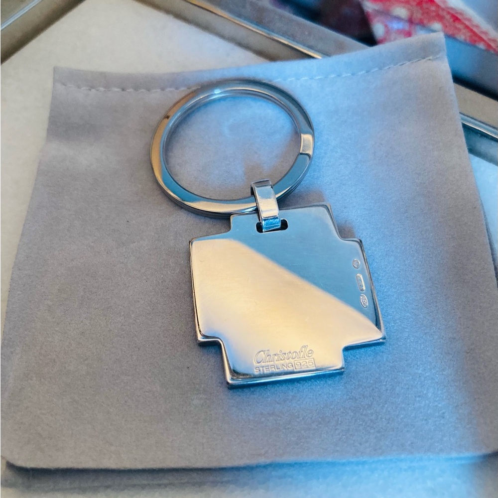 CHRISTOFLE Silver Cross Keychain